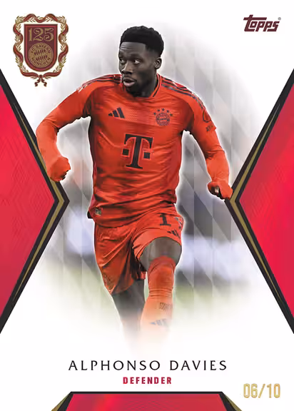 2024-25 TOPPS FC Bayern München 125 Years Anniversary Soccer Cards - First Team Base Card Black Parallel - Alphonso Davies