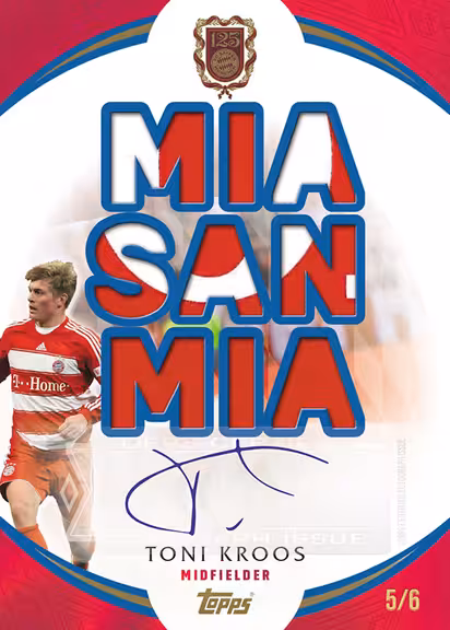 2024-25 TOPPS FC Bayern München 125 Years Anniversary Soccer Cards - Mia san Mia Autograph Relic Card Blue Parallel - Toni Kroos