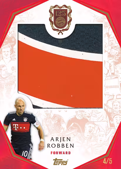 2024-25 TOPPS FC Bayern München 125 Years Anniversary Soccer Cards - Pack ma's Relic Card Red Parallel - Arjen Robben