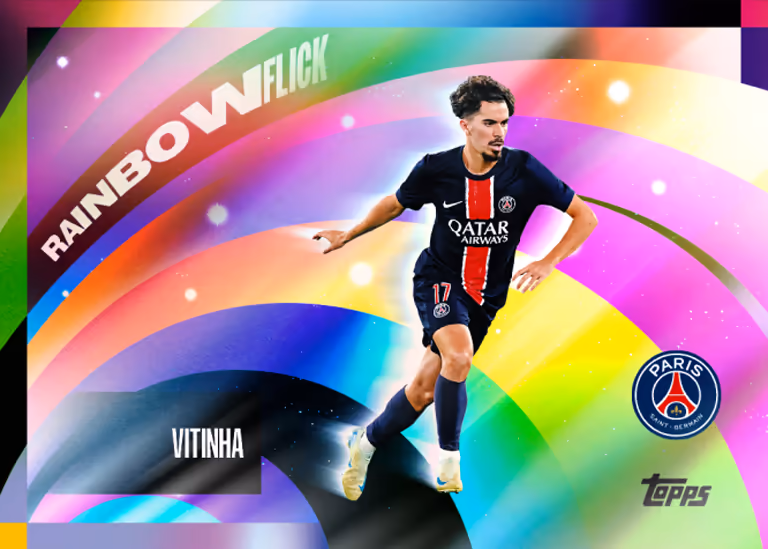 2024-25 TOPPS Paris-Saint-Germain Official Team Set Soccer Cards - Rainbow Flick Insert Card - Vitinha