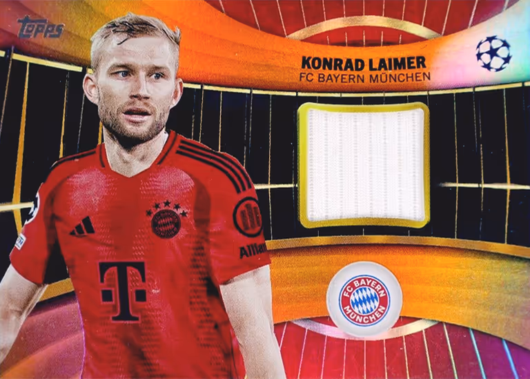 2024-25 TOPPS UEFA Club Competitions Soccer Cards - Topps Superstars Relic Card Orange Parallel - Konrad Laimer