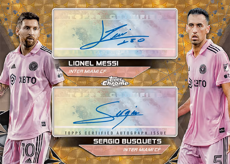 2024 TOPPS Major League Soccer Cards - Dual Autograph Card SuperFractor Parallel - Lionel Messi / Sergio Busquets