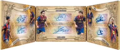 2025-26 TOPPS Chrome UEFA Club Competitions Soccer Cards - Piece of Club History Autograph Book Card SuperFractor Parallel - Ronaldinho / Samuel Eto'o / Xavi Hernandez / Lionel Messi / Pedri / Lamine Yamal