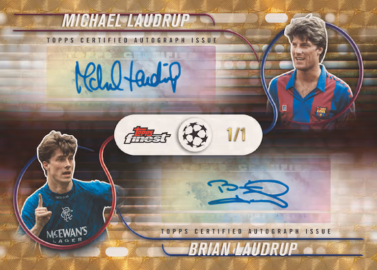 2025-26 TOPPS Finest UEFA Club Competitions Soccer Cards - Bloodline Dual Autograph Card SuperFractor Parallel - Michael Laudrup / Brian Laudrup