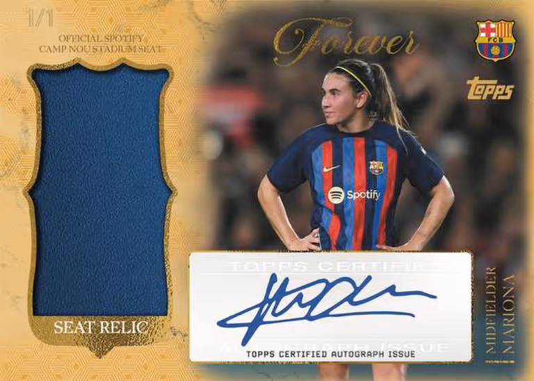 2025-26 TOPPS Forever FC Barcelona Soccer Cards - Home View Autograph Relic Card Gold FoilFractor Parallel - Mariona Caldentey