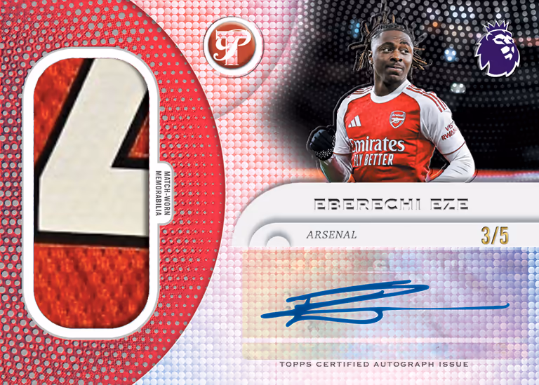 2025-26 TOPPS Pristine Premier League Soccer Cards - Pristine from the Pitch Autograph Relic Card Red Parallel - Eberechi Eze